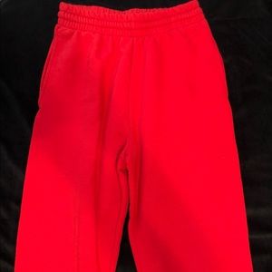 Red sweatpants
